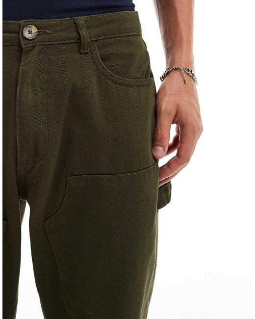 Another Influence Black Relaxed Straight Leg Carpenter Trousers for men