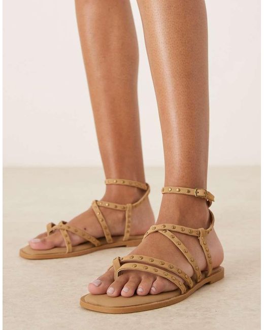 Asos Design Wide Fit White Fierce Strappy Studded Sandal
