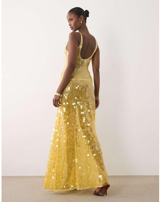 ASOS Metallic Disc Scatter Sequin Scoop Neck Maxi Dress