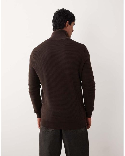 Mango Black 100% Cotton Zip Through Textured Cardigan for men