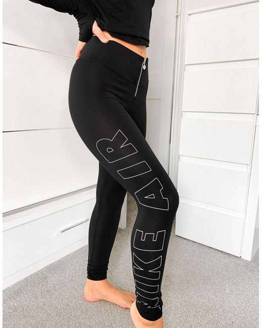 Nike Black – Air – e Leggings mit Reißverschluss vorn