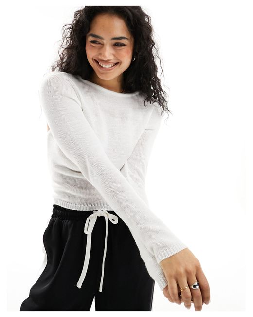 ASOS White Knitted Jumper With Cut Out Back