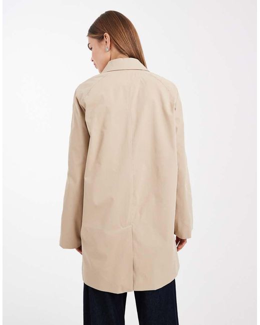 ONLY Natural Clean Mac Jacket With Check Sleeve