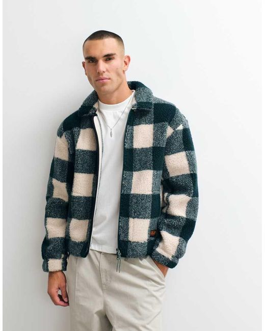 Parlez Green Province Check Borg Jacket for men