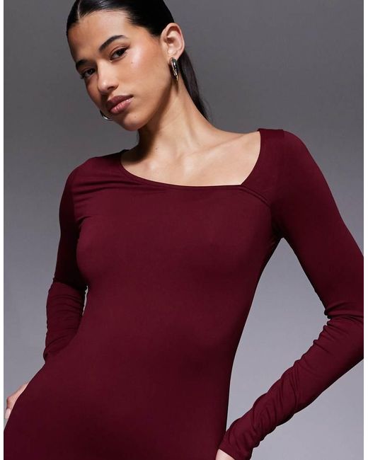 ASOS Purple Long Sleeve Asymmetric Neckline Maxi Dress
