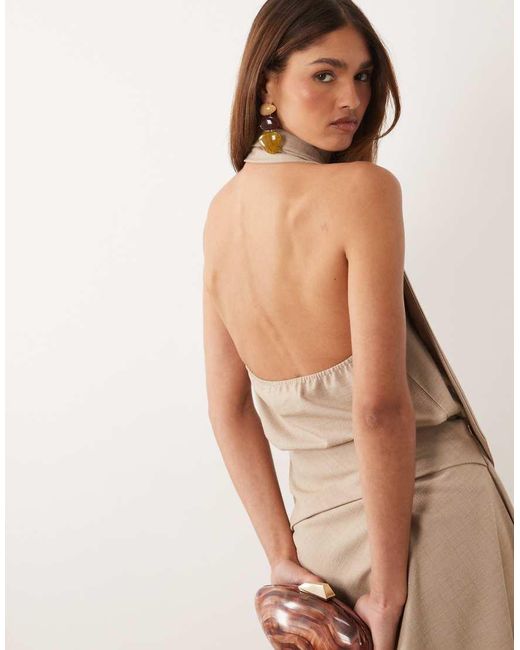 ASOS Natural Asos X The Sourced Collection High Neck Drape Top