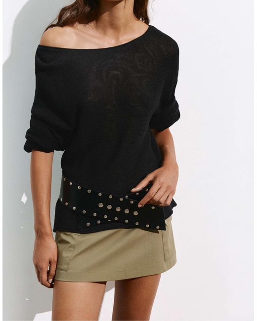 Pull&Bear Black Rustikaler pullover