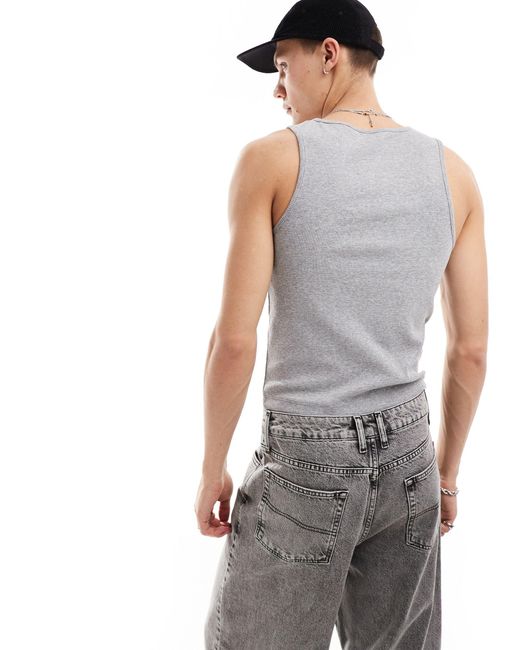 Collusion Gray Ribbed Vest for men