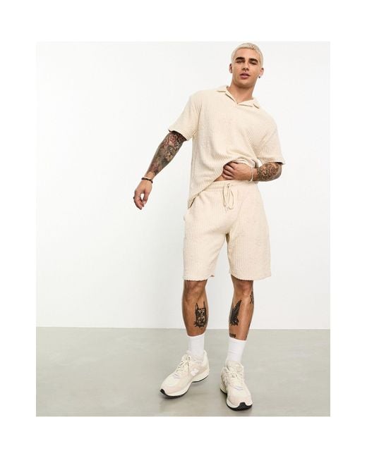 Short d ensemble oversize en tissu eponge a motif fleuri beige ASOS pour homme en coloris Neutre Lyst