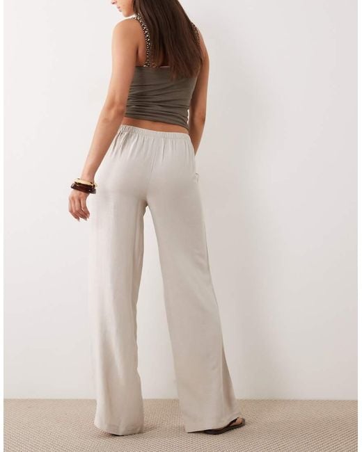 Jdy Natural Wide Leg Linen Mix Trouser
