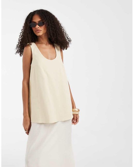 ASOS White Double Layer Column Midi Dress