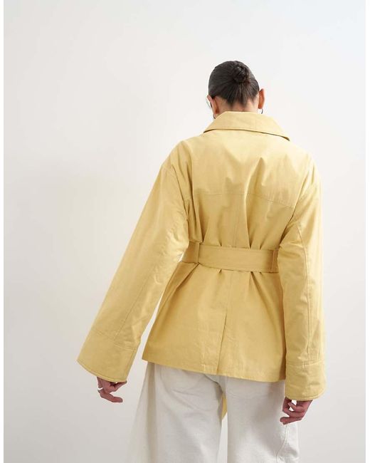 TOPSHOP Natural 4 Pocket Cotton Shacket With Quilted Lining