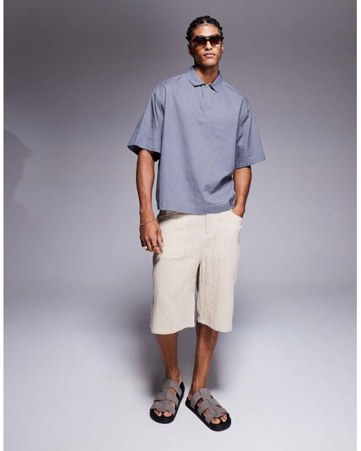 ASOS Gray Boxy Oversized Overhead Linen Look Shirt for men