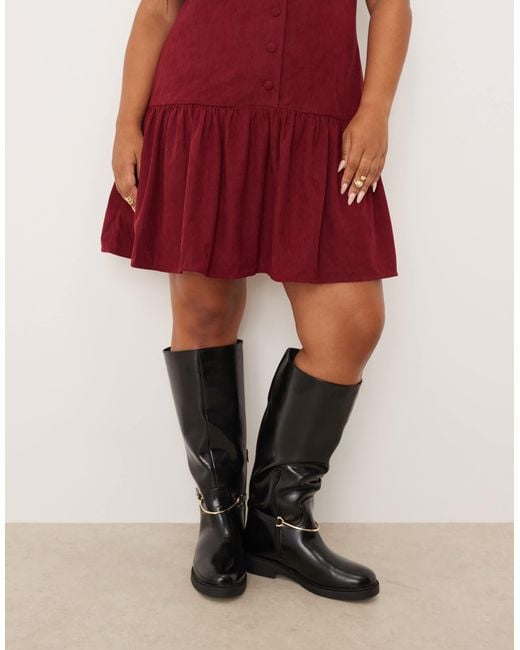 ASOS Black Curve – cole – flache, kniehohe reitstiefel