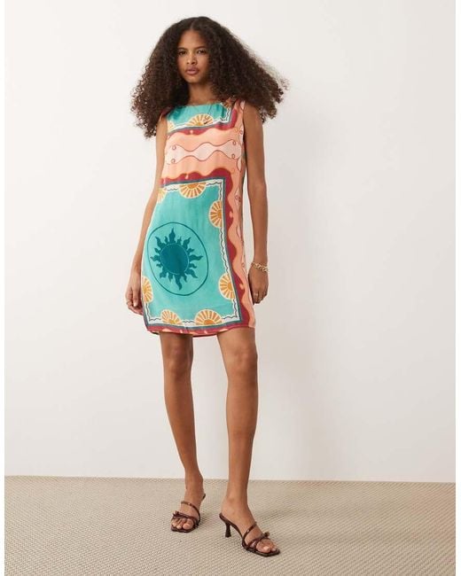 Nobody's Child Multicolor Tie Detail Sleeveless Shift Mini Dress