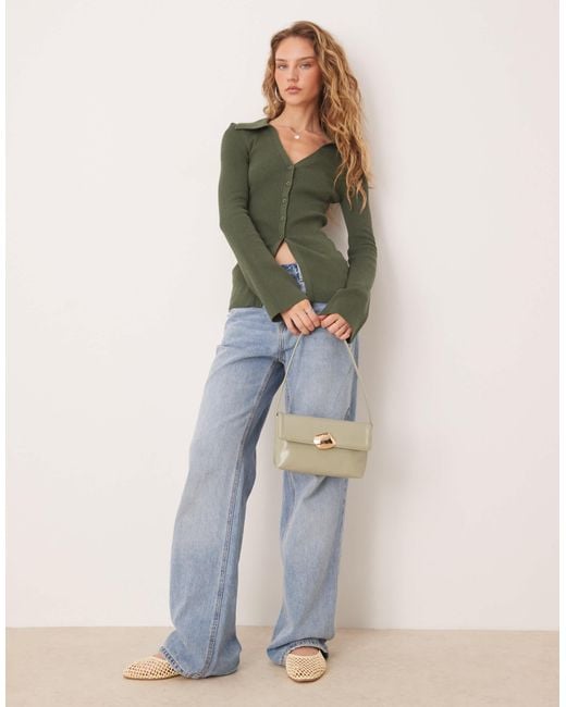 ASOS Green Longline Collared Cardigan
