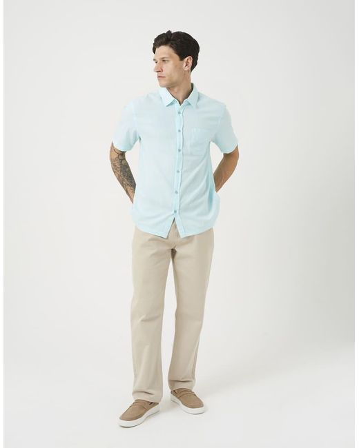 Brave Soul Blue Short Sleeve Button-Up Shirt With Chest Pocket for men