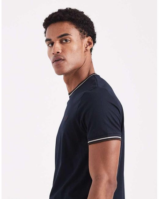 Fred Perry Blue Twin Tipped T-shirt for men