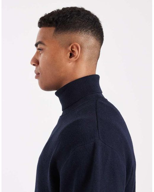 Jack & Jones Blue Premium Roll Neck Jumper for men