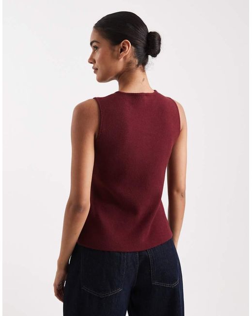 ONLY Red Split Detail Compact Knitted Waistcoat