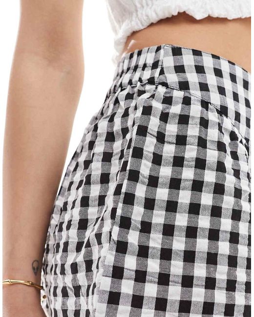 Wednesday's Girl White Ruffle Edge Gingham Shorts