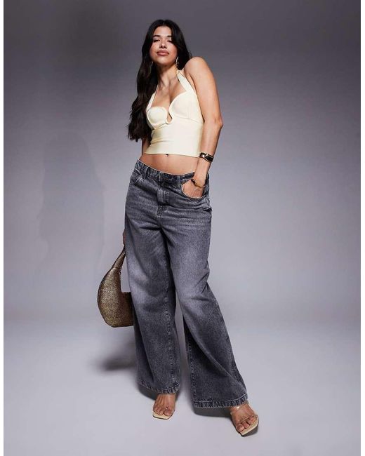 ASOS Blue Bandage Scoop Detail Halter Neck Top