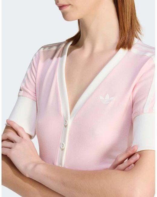 Adidas Originals White V-Neck Shirt With Buttons