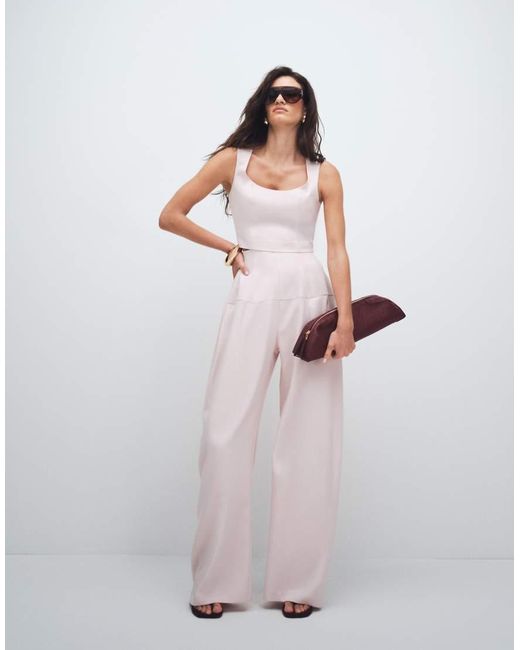 ASOS White Tailored Snatch Waist Wide Leg Trousers