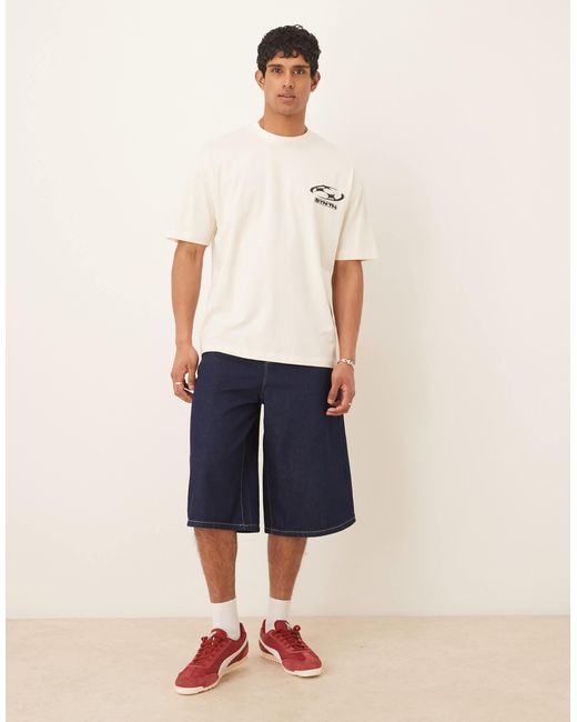 ASOS Natural Oversized T-Shirt With Front And Back Print for men