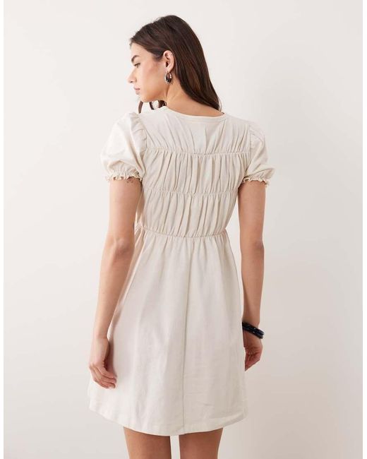 Miss Selfridge Natural Shirred Smock Mini Dress