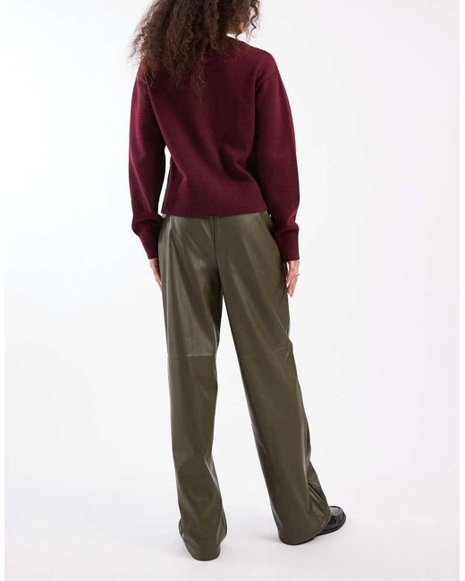 New Look Red Faux-leather Wide Leg Pants