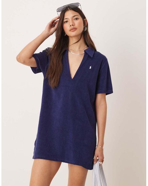 Polo Ralph Lauren Blue Terry Collar Dress