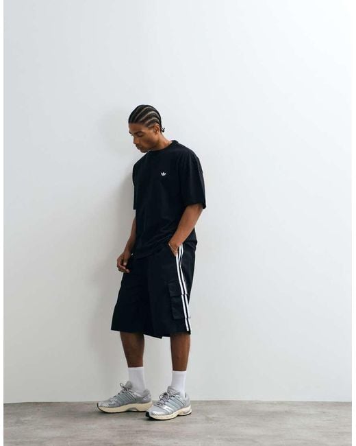 Adidas Originals White Twill Cargo Shorts for men