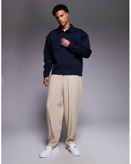 ASOS Blue Heavyweight Oversized Overshirt for men
