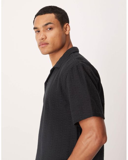 Abercrombie & Fitch White Cropped Short Sleeve Textured Shirt for men