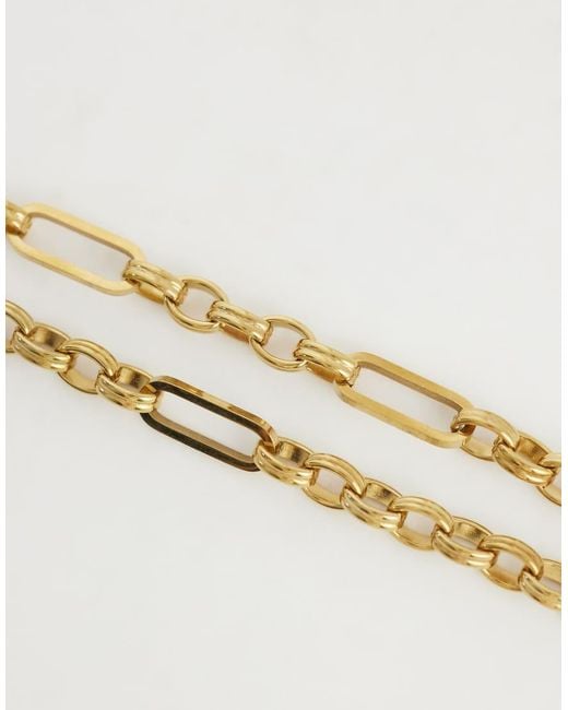 ASOS Metallic Asos Design Curve Waterproof Stainless Steel Mixed Link Necklace
