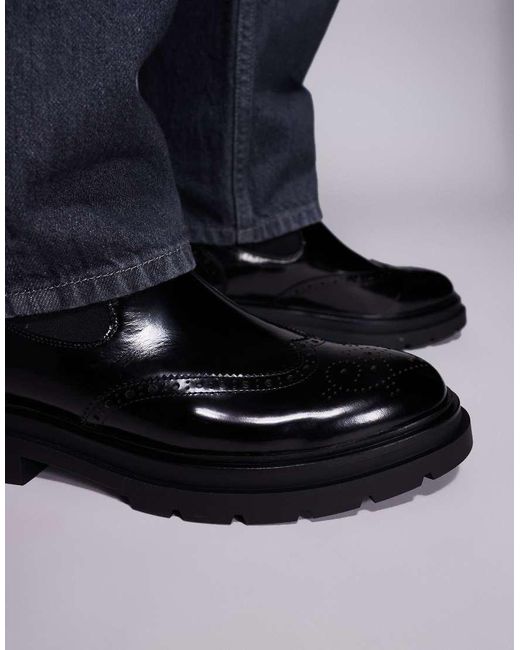 Steve Madden Blue Stancie Chelsea Boots With Brogue Detail for men