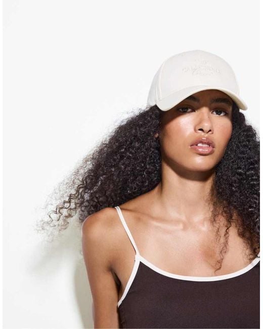 Stradivarius White Embroidered Cap