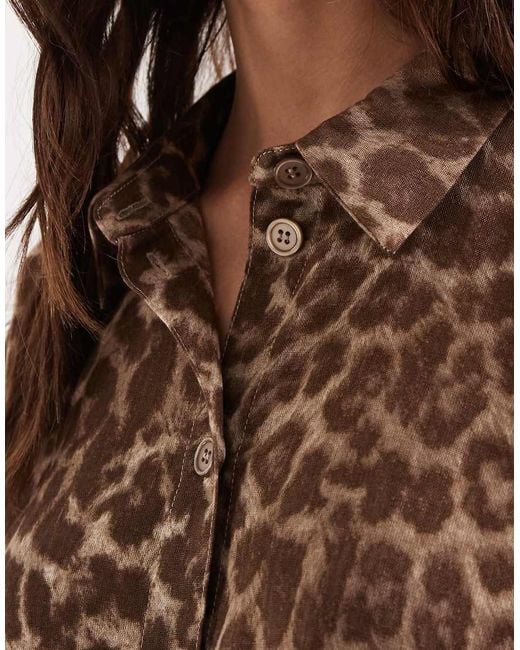 JJXX Brown Co Ord Leopard Shirt