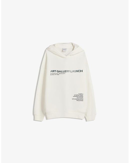 Bershka White Printed Hoodie