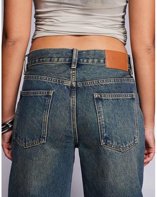 Princess Polly Blue Night Owl Mid Rise Straight Leg Jeans