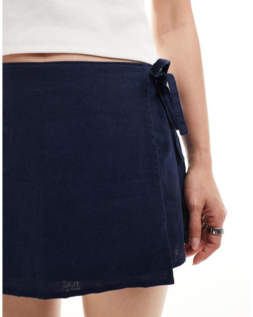 Hollister Blue Linen Wrap Skort