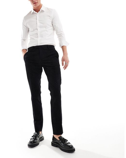 Twisted Tailor Black Torrace Suit Trousers for men