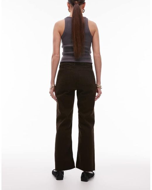 Mango Brown Alex Cropped Kick Flare Front Pocket Jeans