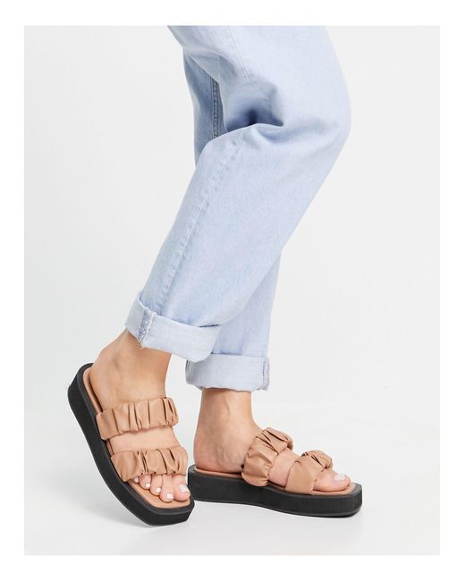 Monki Aleena Flatform Sandals in Brown - Lyst