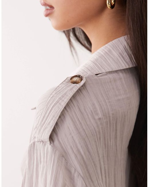 ASOS Natural Double Breasted Drapey Top