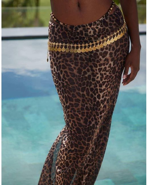 South Beach Green Mesh Maxi Beach Skirt