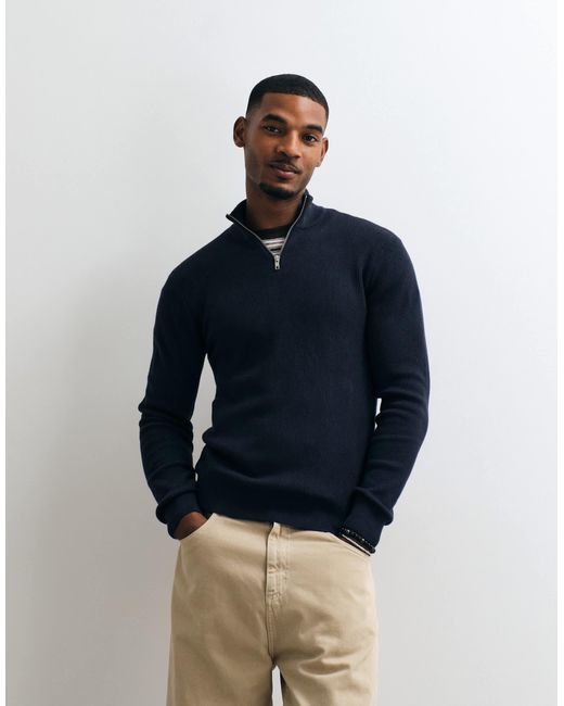 Pull en maille à col zippé quart Blend pour homme en coloris Blue