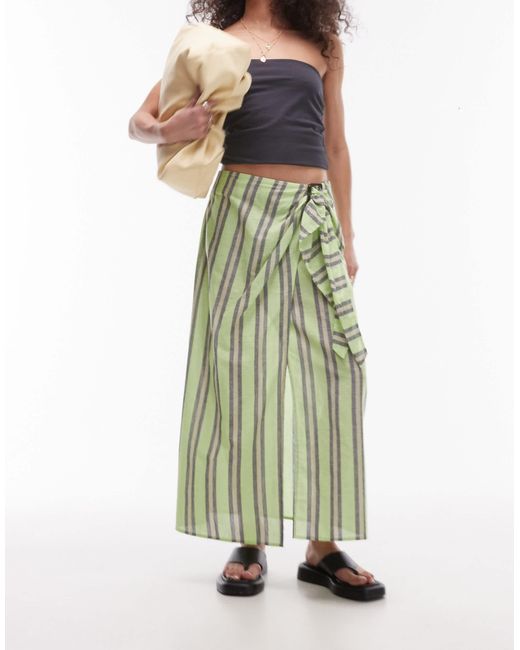 TOPSHOP Green Stripe Sarong With Buckle