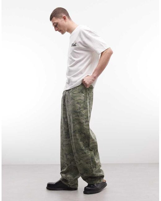Reclaimed Vintage White Wide Leg baggy Jeans for men